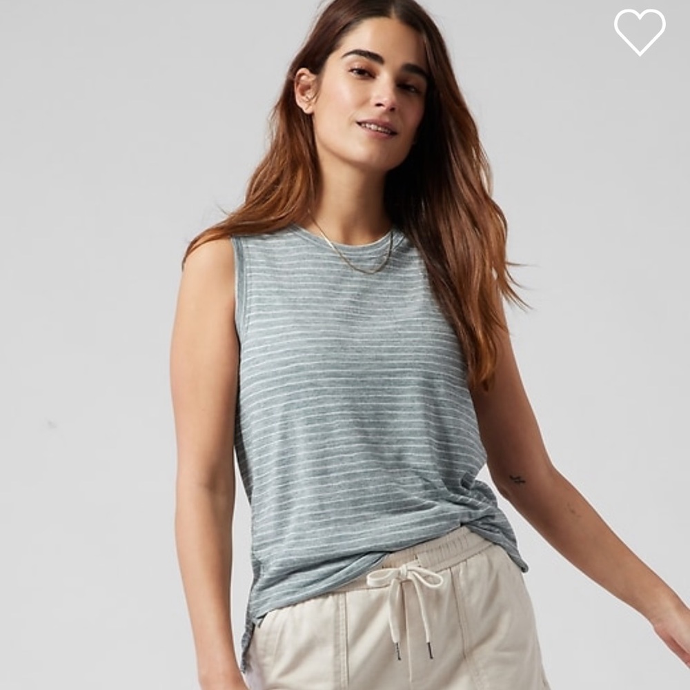 Athleta Breezy Tank size M teal and white stripe as in photos,